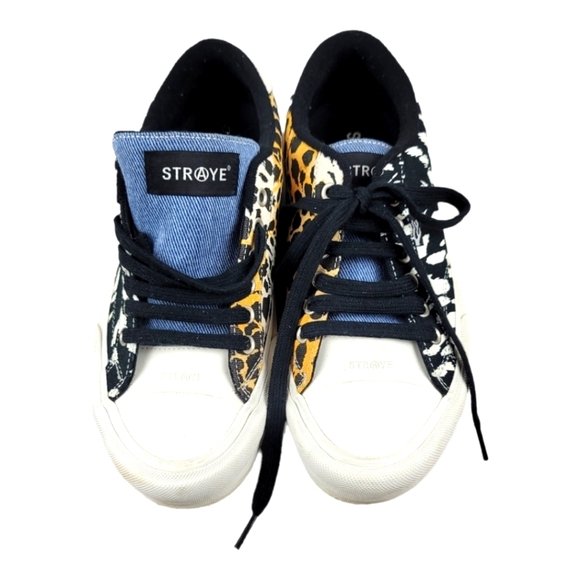 STRAYE‎ Cheetah Print Flame Lace Up Sneakers - Picture 1 of 10